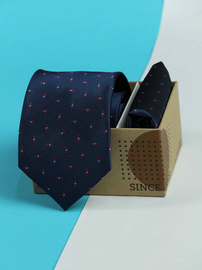 Navy Blue Necktie & Pocket Square Giftset