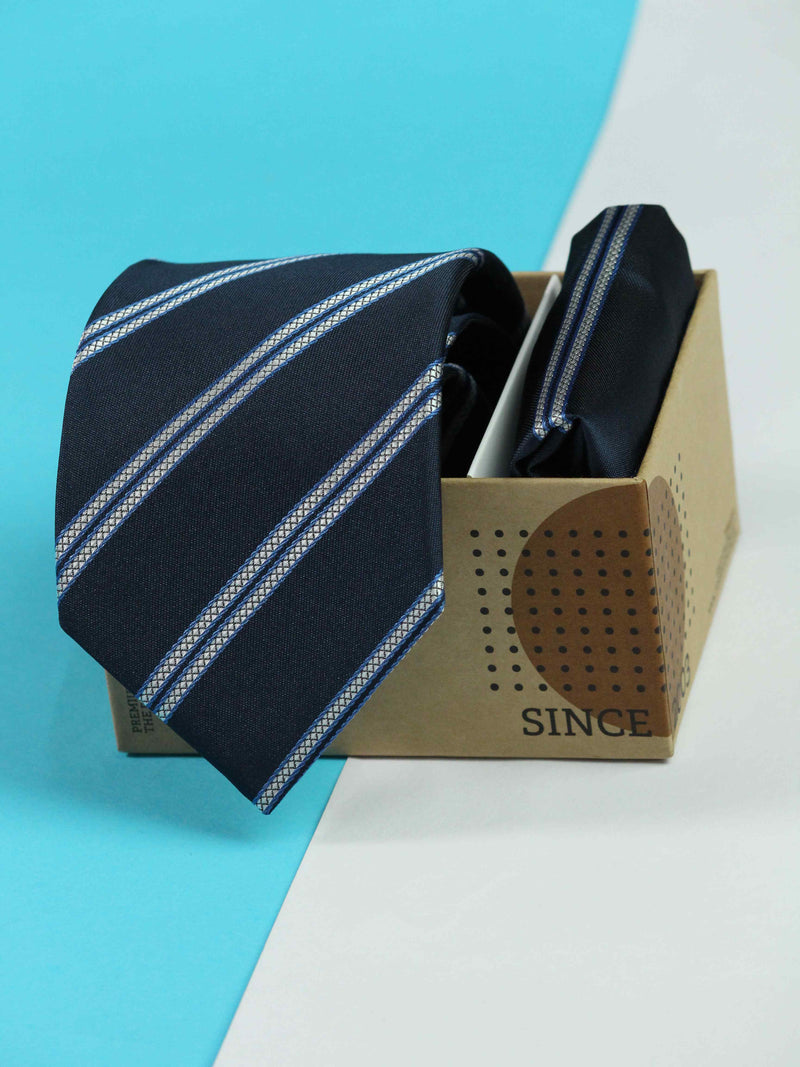 Navy Blue Necktie & Pocket Square Giftset