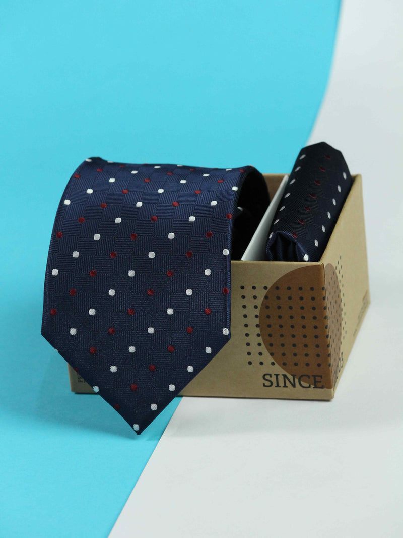 Navy Blue Necktie & Pocket Square Giftset