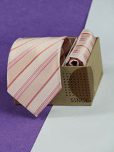 Peach Stripe Necktie & Pocket Square Giftset