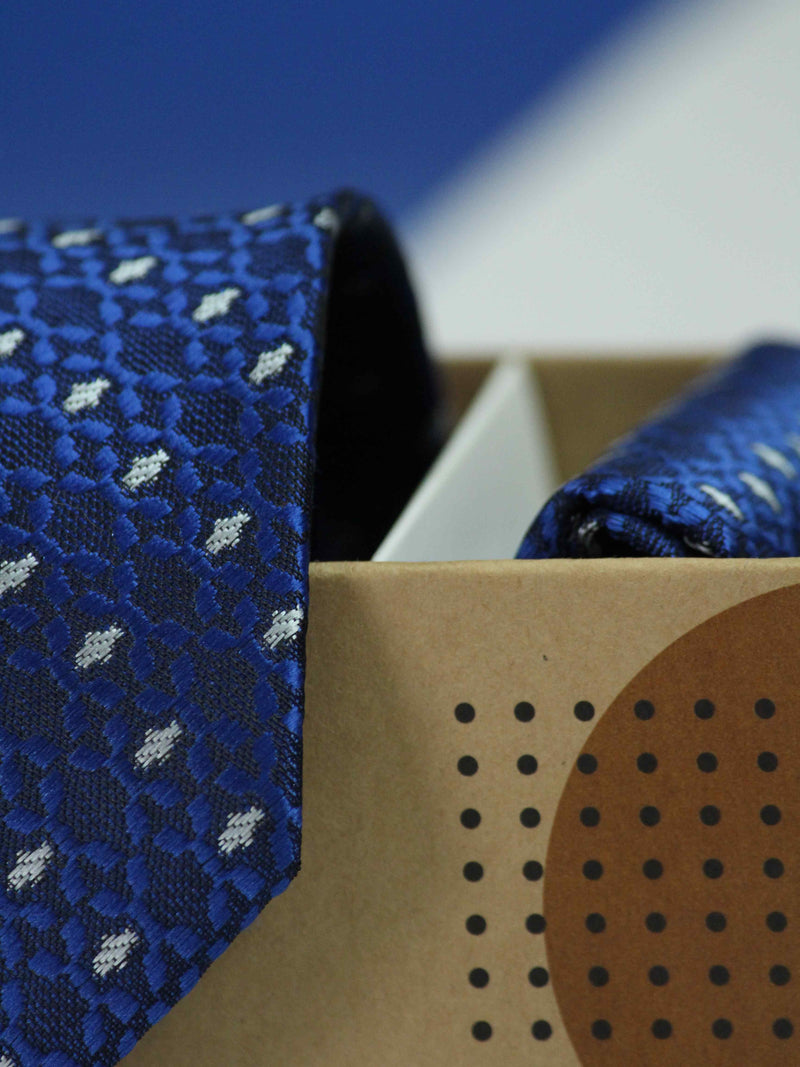 Blue Geometric Necktie & Pocket Square Giftset