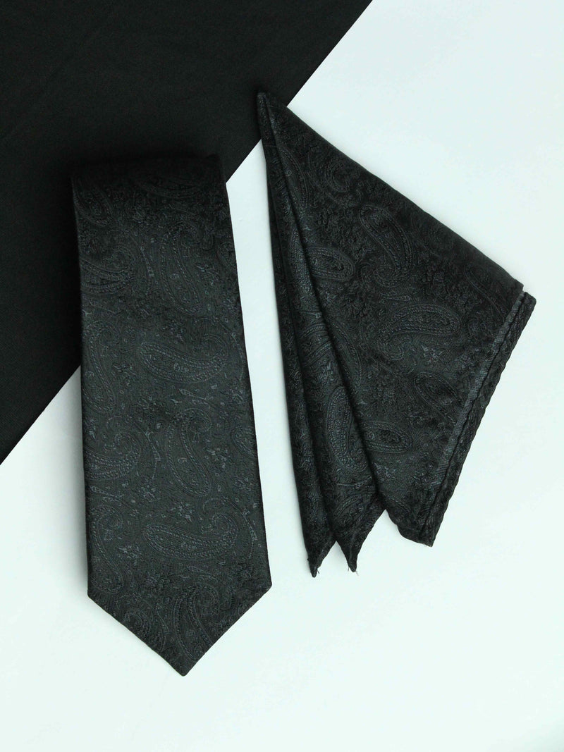Black Paisley Necktie & Pocket Square Giftset