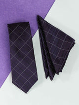 Purple Check Necktie & Pocket Square Giftset