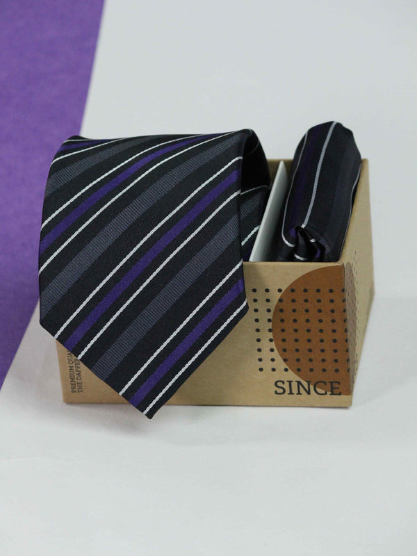 Multicolor Stripe Necktie & Pocket Square Giftset
