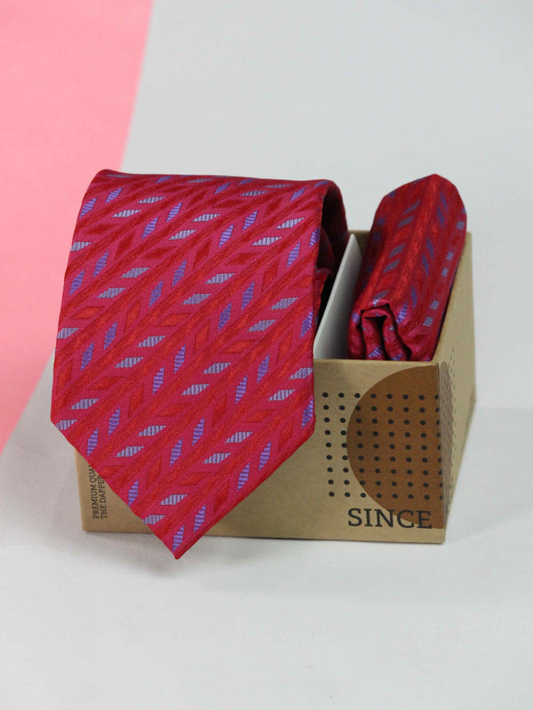 Pink Stripe Necktie & Pocket Square Giftset
