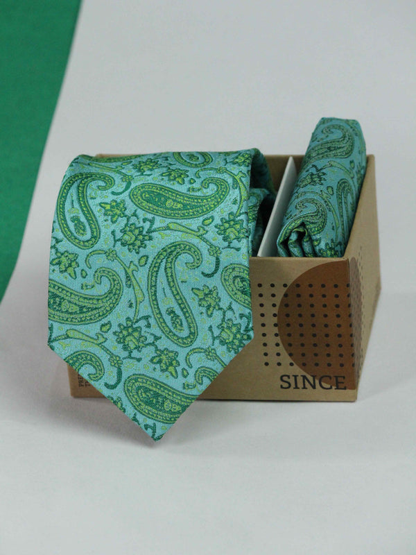 Green Paisley Necktie & Pocket Square Giftset