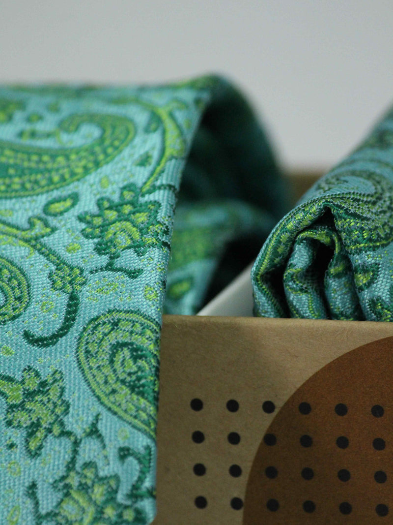 Green Paisley Necktie & Pocket Square Giftset