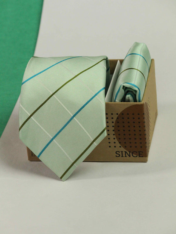 Mint Check Necktie & Pocket Square Giftset