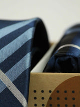 Blue Check Necktie & Pocket Square Giftset