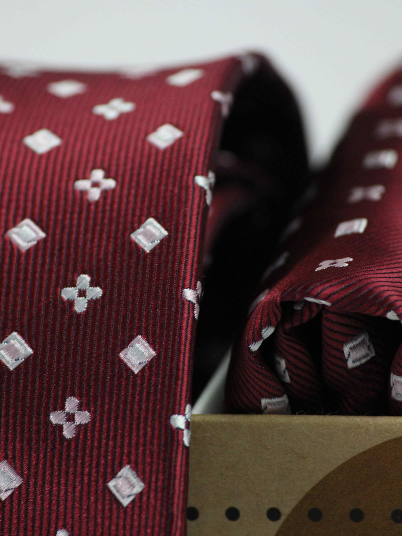 Maroon Geometric Necktie & Pocket Square Giftset