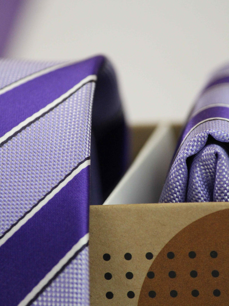 Purple Stripe Necktie & Pocket Square Giftset