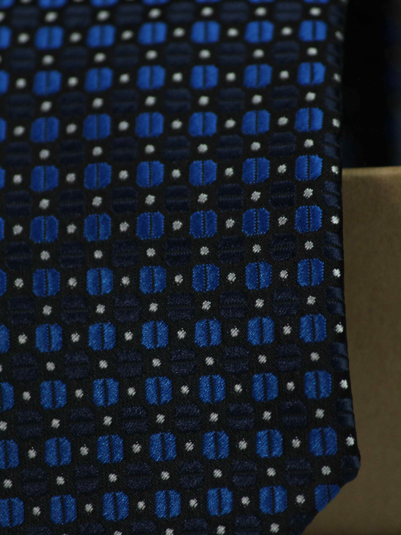 Blue Geometric Skinny Necktie & Pocket Square Giftset