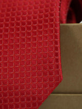Red Geometric Skinny Necktie & Pocket Square Giftset
