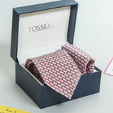 Peach Geometric Necktie & Pocket Square Giftset