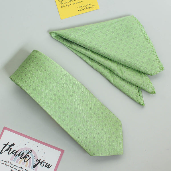 Green Geometric Necktie & Pocket Square Giftset