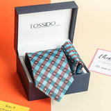 Blue Check Necktie & Pocket Square Giftset