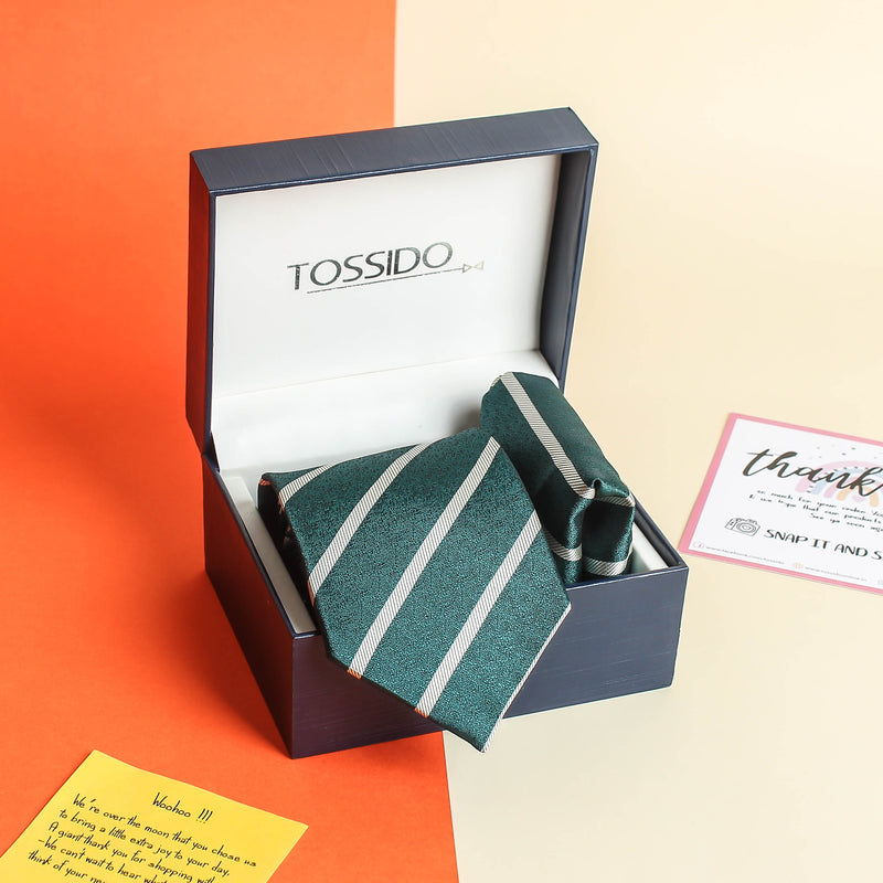 Green Check Necktie & Pocket Square Giftset