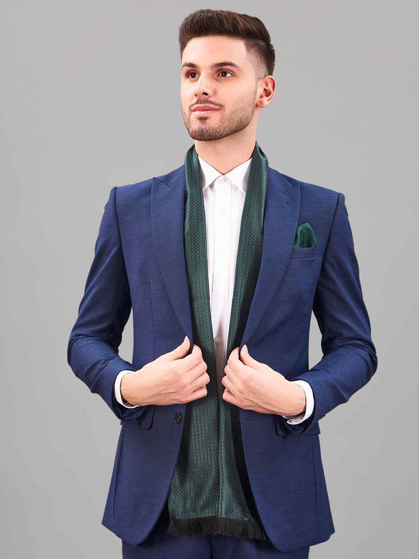 Green Geometric Reversible Stole & Pocket Square Set