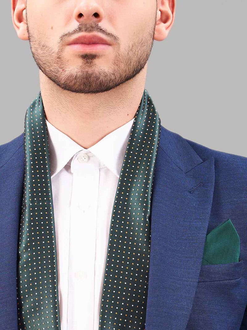 Green Geometric Reversible Stole & Pocket Square Set