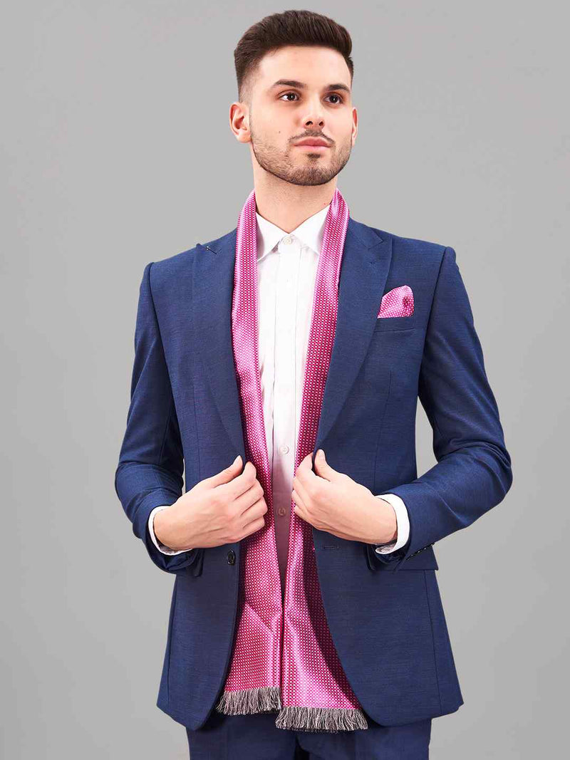 Pink Geometric Reversible Stole & Pocket Square Set