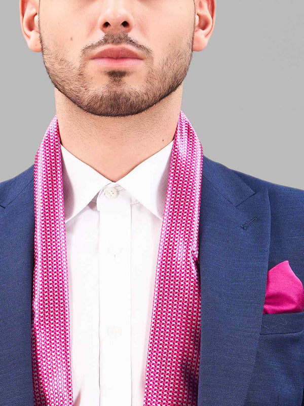 Pink Geometric Reversible Stole & Pocket Square Set