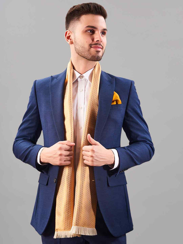 Orange Geometric Reversible Stole & Pocket Square Set