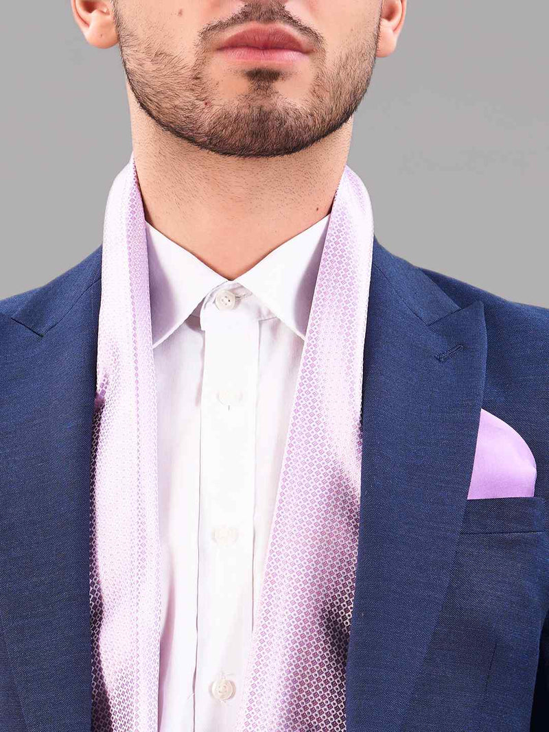 Purple Geometric Reversible Stole & Pocket Square Set