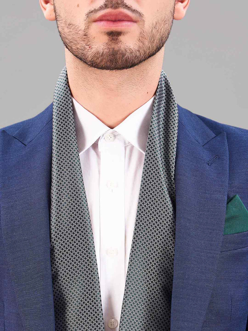 Grey Geometric Reversible Stole & Pocket Square Set