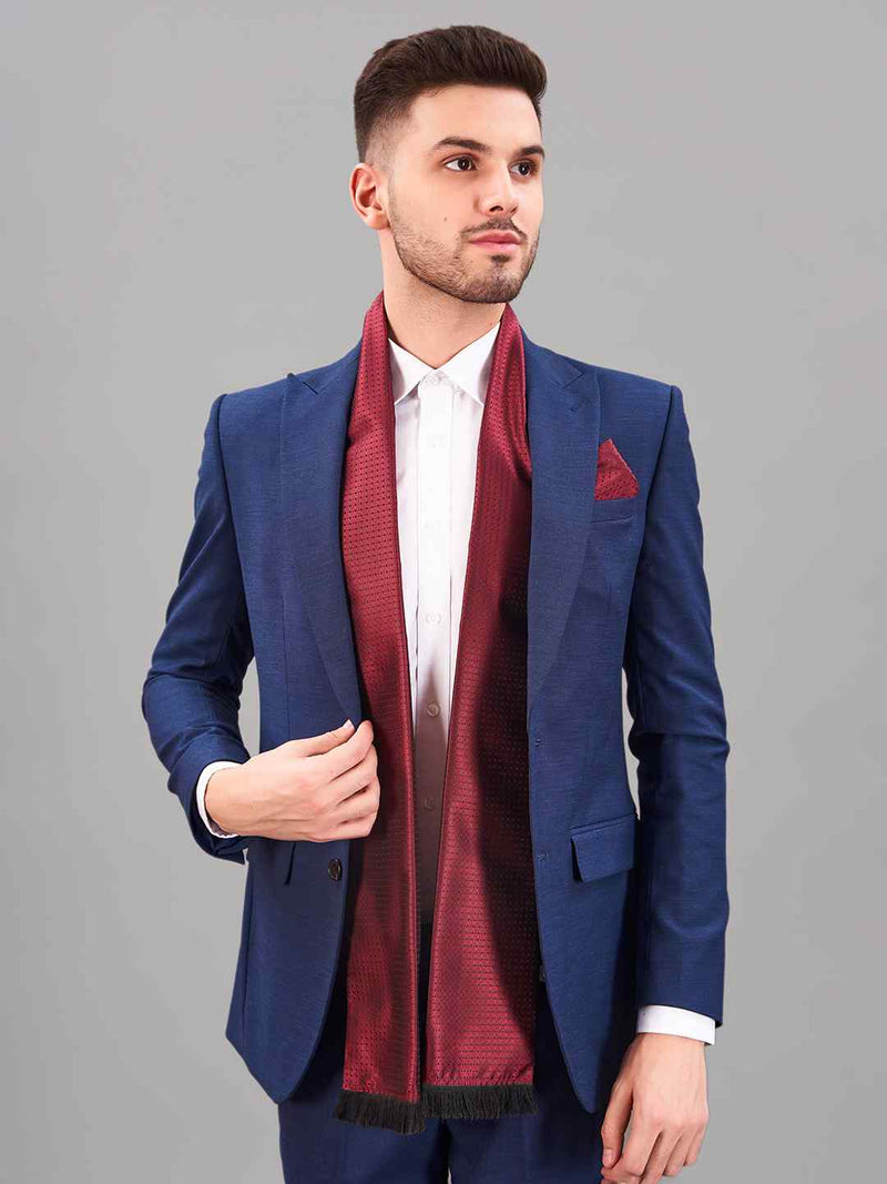 Maroon Geometric Reversible Stole & Pocket Square Set