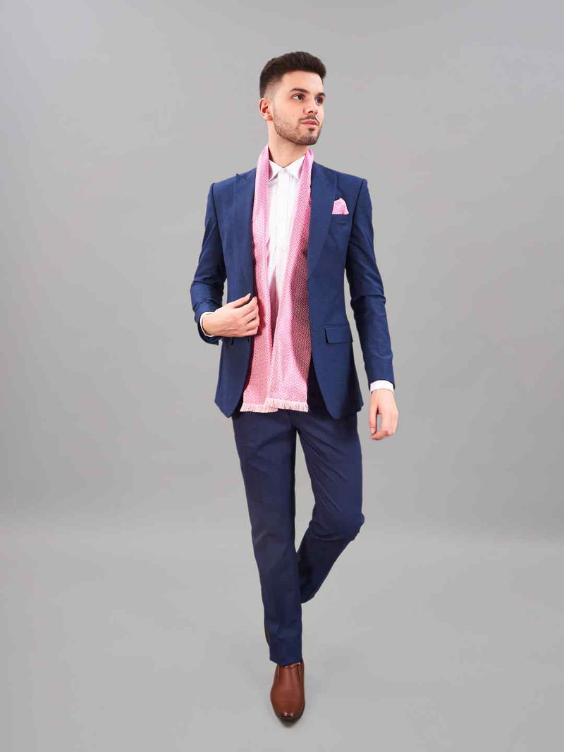 Pink Geometric Reversible Stole & Pocket Square Set