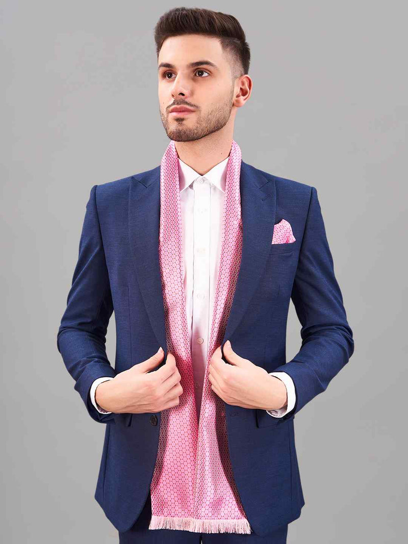 Pink Geometric Reversible Stole & Pocket Square Set