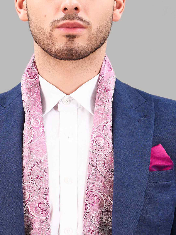 Pink Paisley Reversible Stole & Pocket Square Set