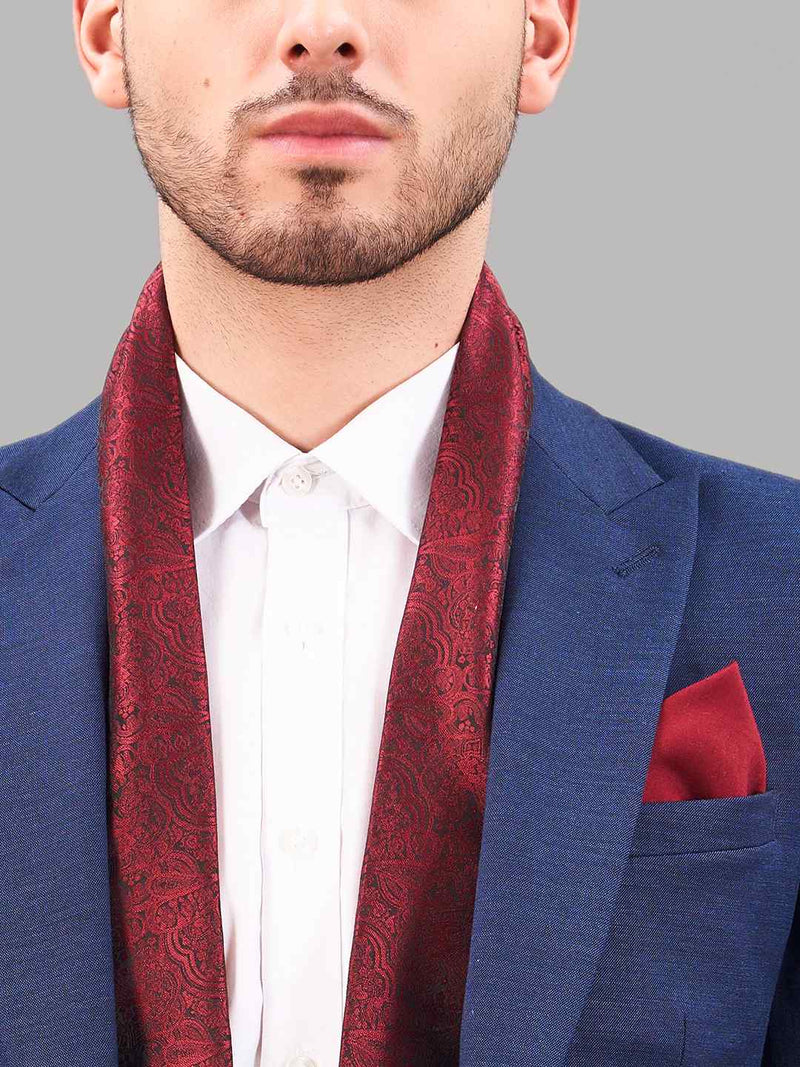 Maroon Paisley Reversible Stole & Pocket Square Set