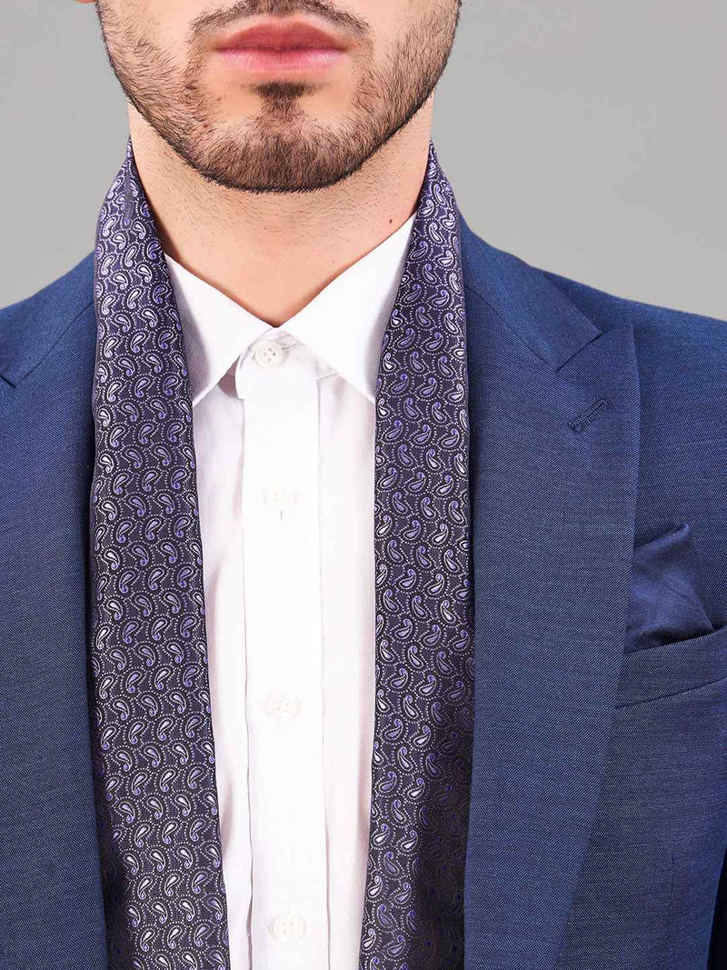 Blue Paisley Reversible Stole & Pocket Square Set