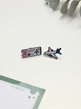Adventure Awaits Ticket & Airplane Enamel Pin Set of 2 - TOSSIDO