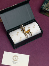 Antique Gold Amber Stag Brooch - TOSSIDO