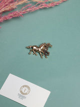 Antique Gold Twin Horses Brooch - TOSSIDO