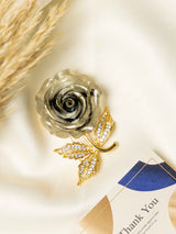 Antique Grey Rose Brooch - TOSSIDO