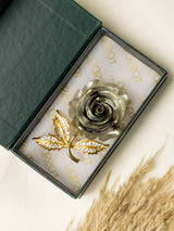 Antique Grey Rose Brooch - TOSSIDO