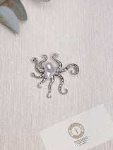 Antique Silver Baroque Pearl Octopus Brooch