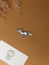 Antique Silver Galloping Horse Brooch - TOSSIDO