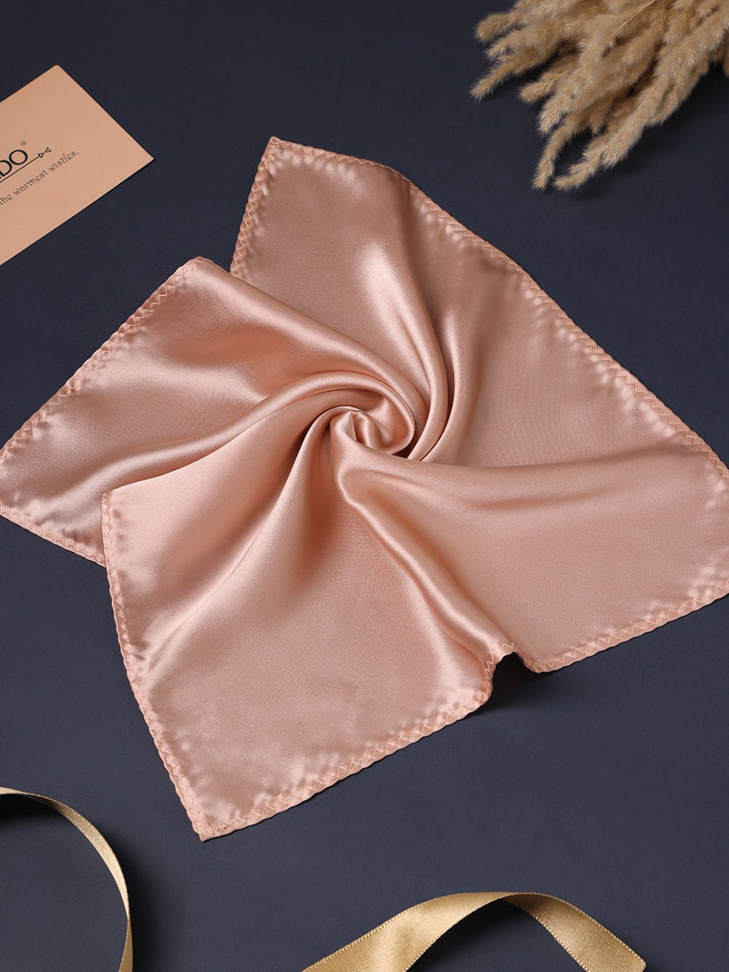 Apricot Peach Solid Silk Pocket Square - TOSSIDO