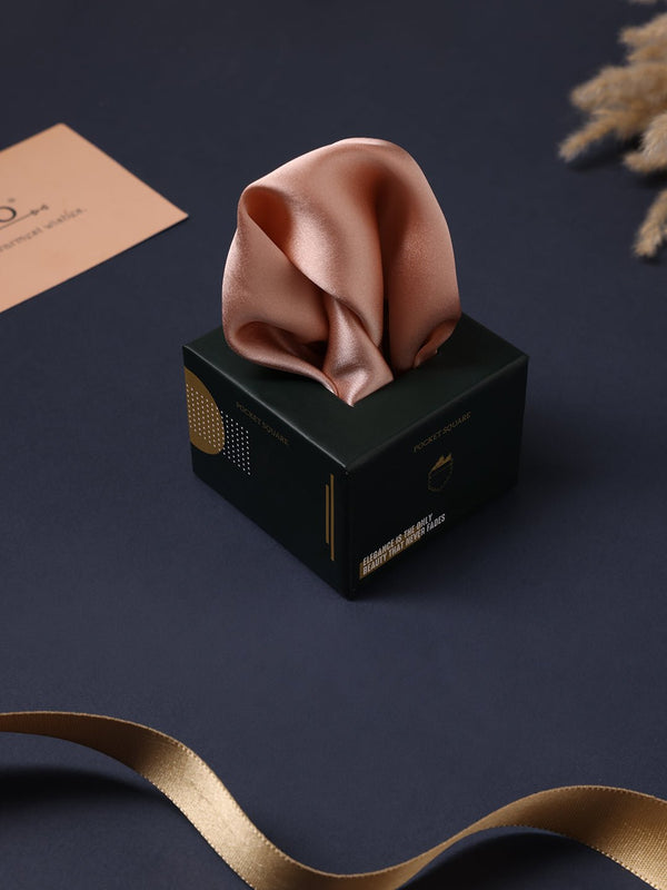 Apricot Peach Solid Silk Pocket Square - TOSSIDO