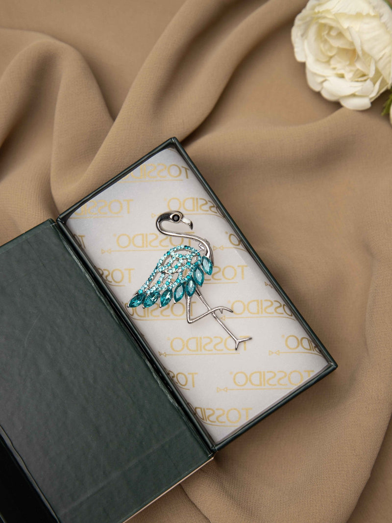 Aqua Flamingo Brooch - TOSSIDO