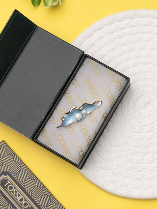 Aqua Pearl Wave Brooch - TOSSIDO