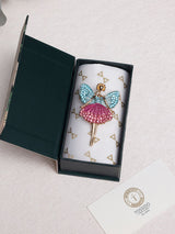 Aqua & Pink Crystal Fairy Brooch