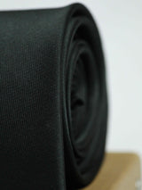 Ash Black solid necktie in woven microfiber, tied view