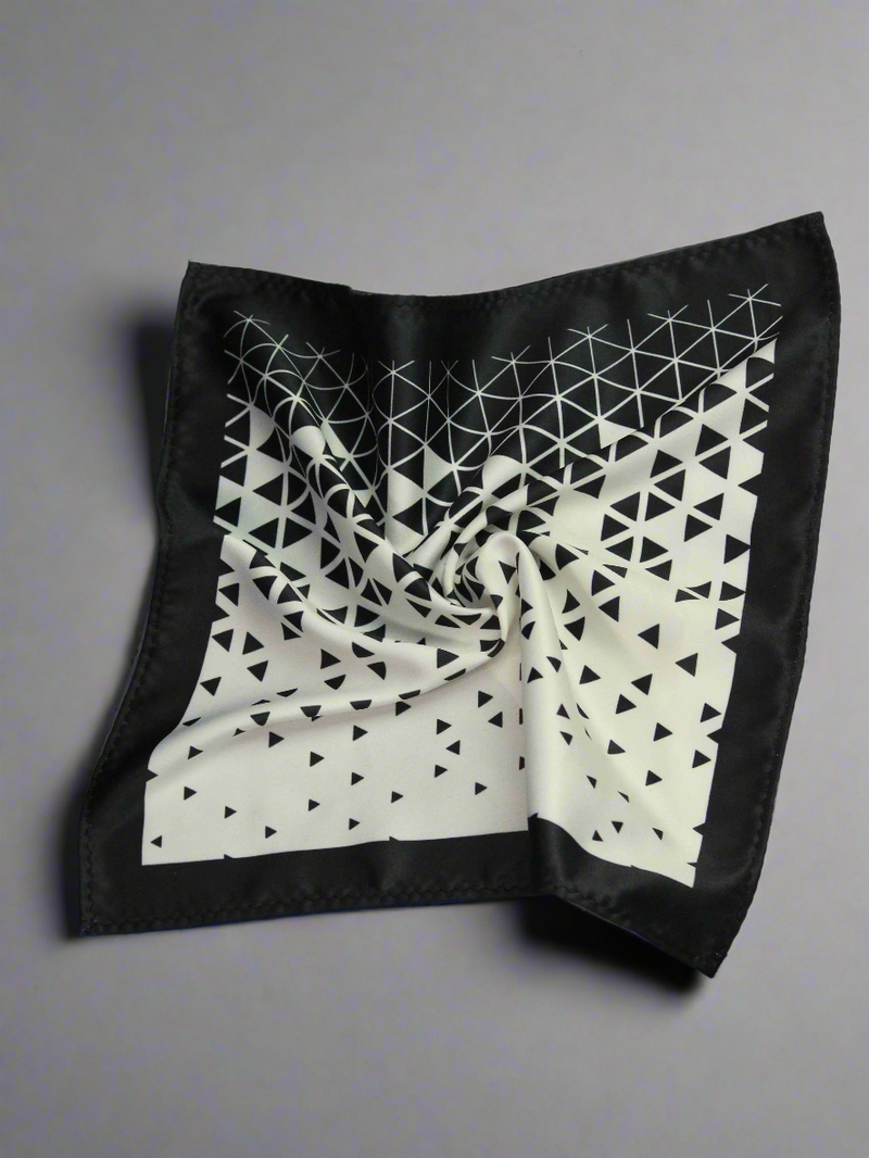 White & Midnight Blue Abstract Pocket Square