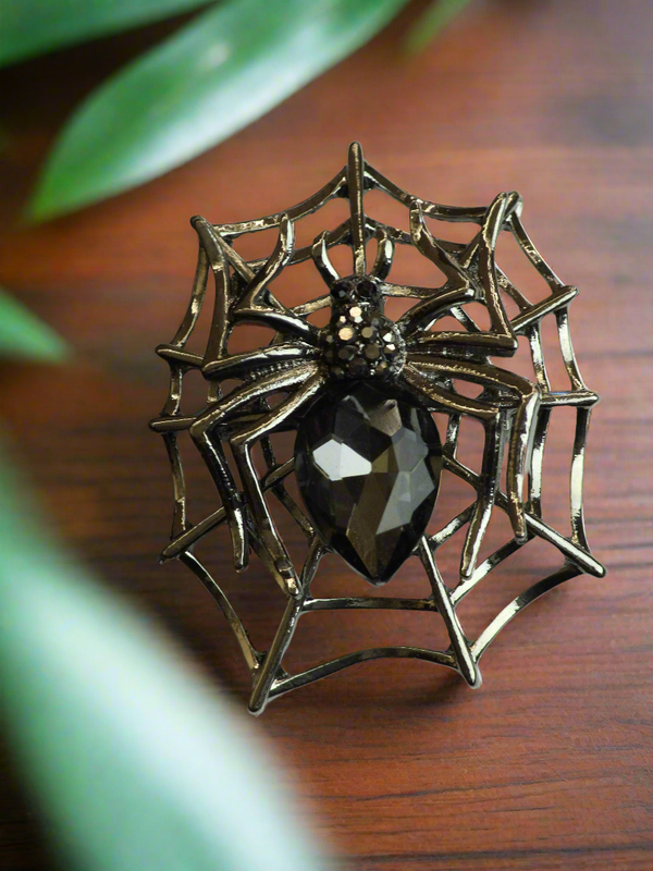 Black Spiderweb Brooch