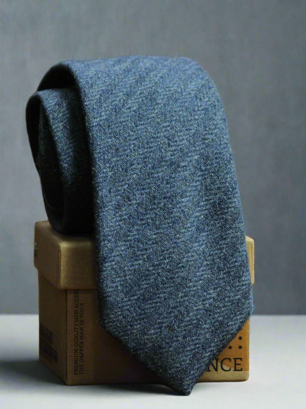 Blue Stripes Wool Skinny Necktie